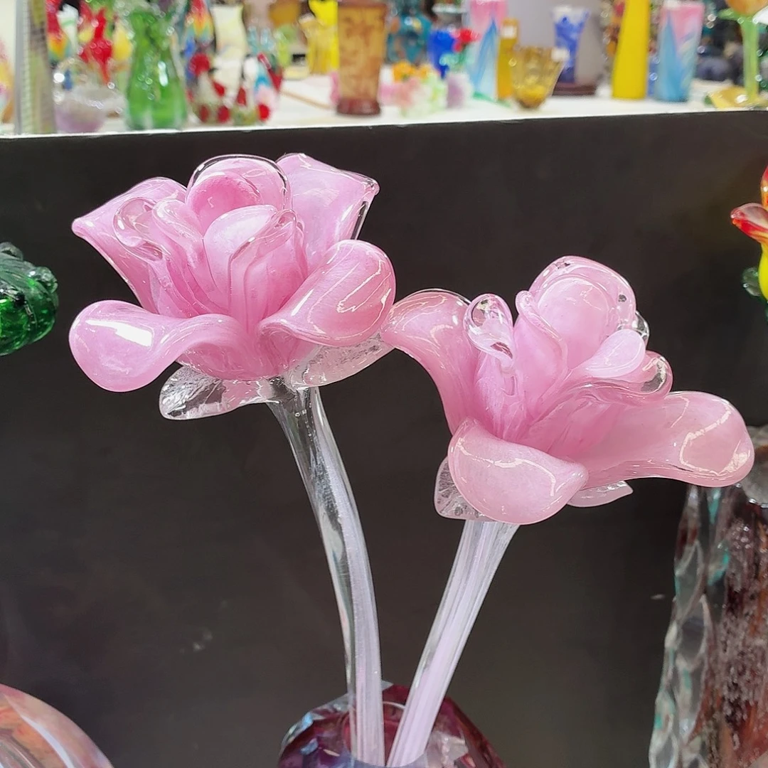 木***脂琉璃玫瑰花2支纯手工