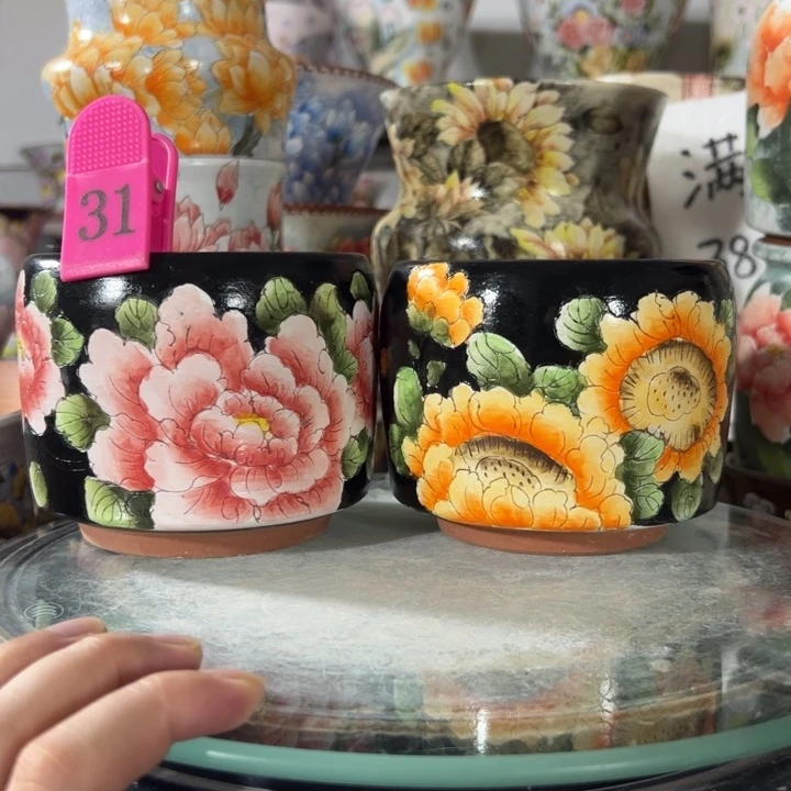 景德镇手绘花盆满38包邮偏远地区除外