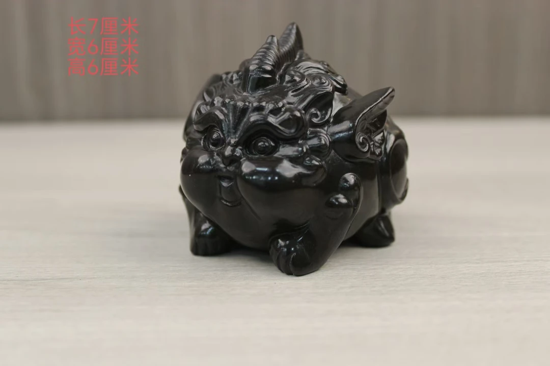 富平青石茶空间桌面摆件飞天貔貅 纯手工 雕刻 把玩