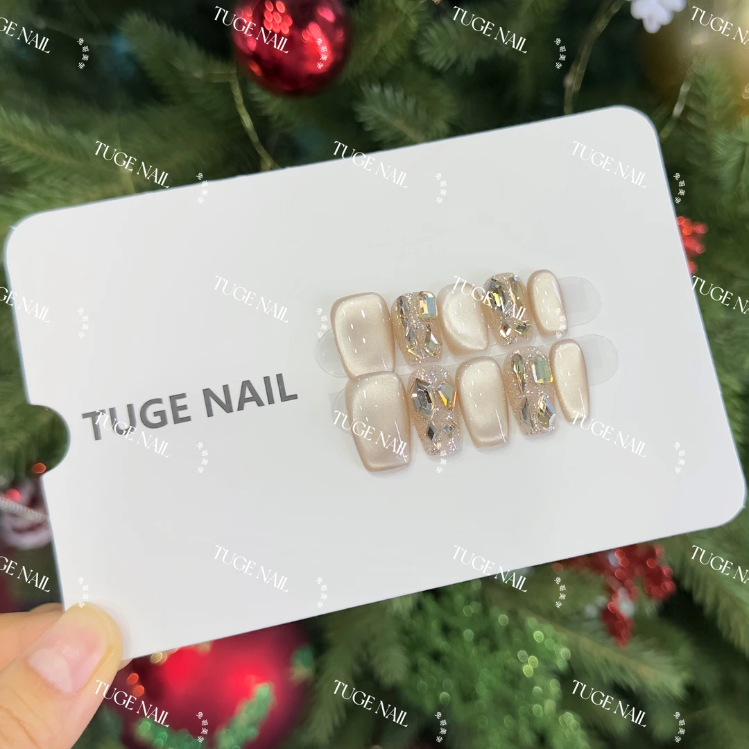TugeNail “秋水伊人” 茶色渐变猫眼美甲气质猫眼简约美甲甄甄