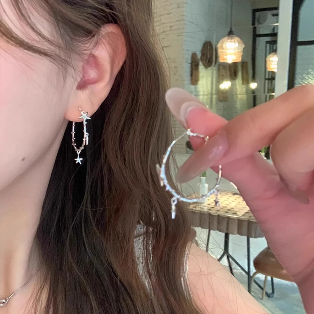 合金耳饰 荆棘星星大耳圈小众设计独特个性耳饰气质轻奢时尚百搭