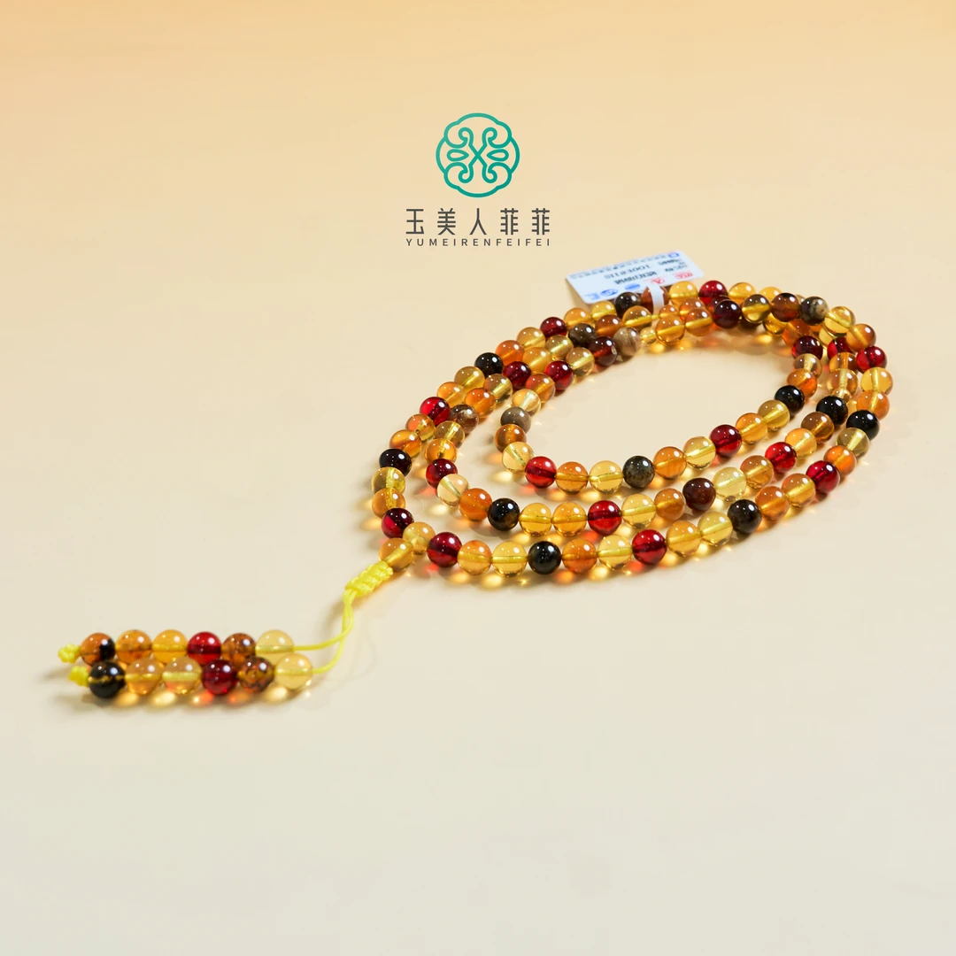 石惑珠宝/琥珀圆珠项链约5mm+