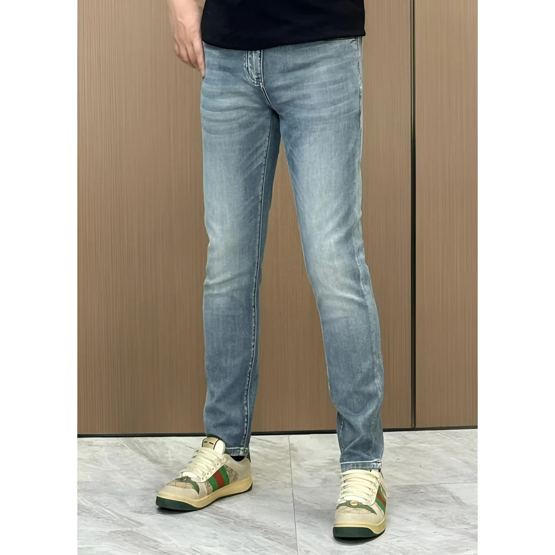 男士新款牛仔裤9602C修身小直板小脚休闲时尚简约百搭蓝色净版