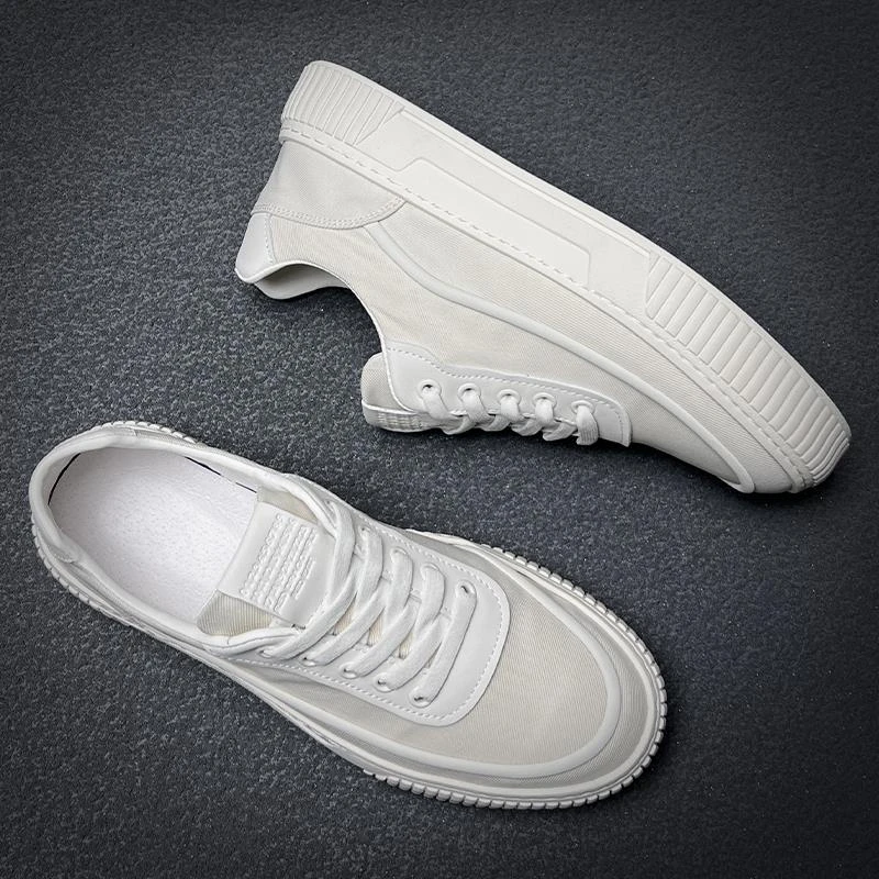 小白鞋2025新款冬季男鞋透气软底休闲布鞋时尚帆布鞋男一脚蹬板鞋