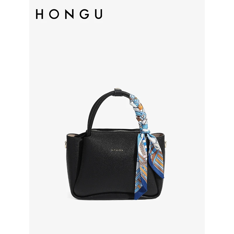 HONGU/红谷牛皮时尚百搭女包单肩手提斜挎包休闲质感手提包包5682