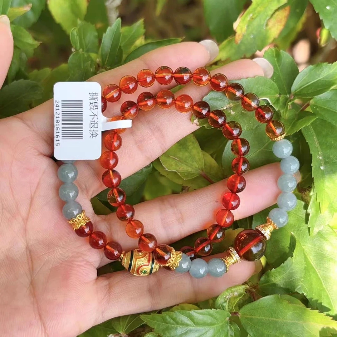 天然原矿墨西哥红蓝多圈DIY手串