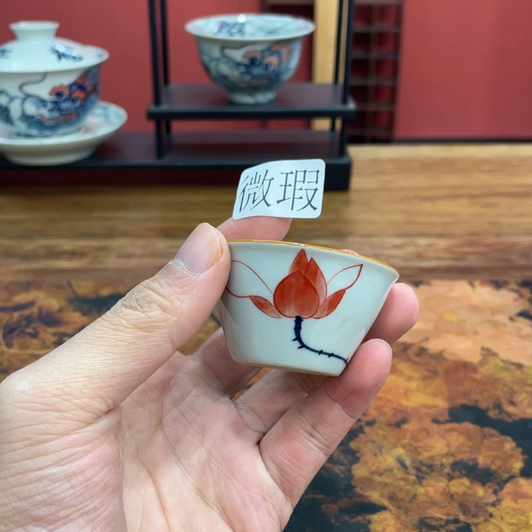 釉下手绘茶具微瑕