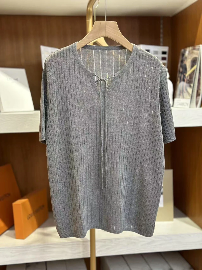 抽带领/夏季透气薄款宽松气质显瘦气质短袖050221