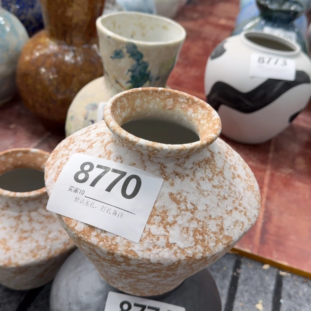 摆件陶景德镇高温花瓶编码8774高17口6默认无孔