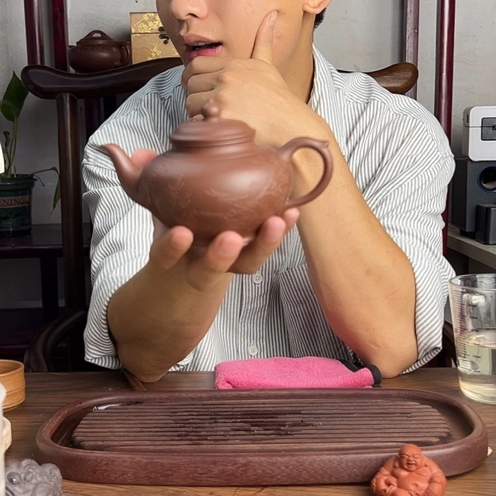 茶壶紫砂原矿紫泥刻绘笑樱紫砂壶