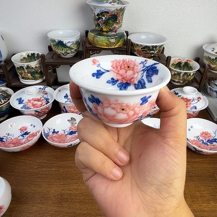 忠意堂釉下彩红牡丹微瑕不退