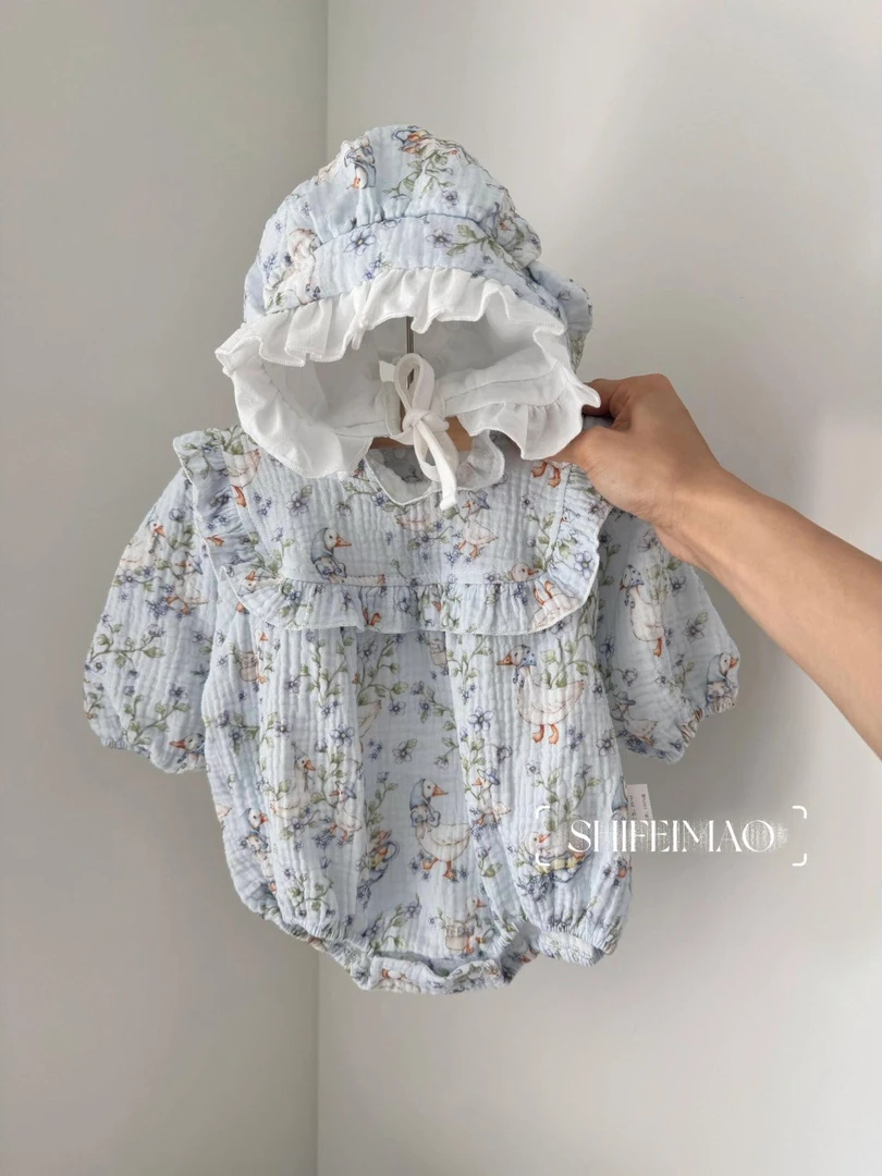 新生儿婴儿长袖包屁包屁衣哈衣春夏季连体衣衣服公主宝宝三角爬服