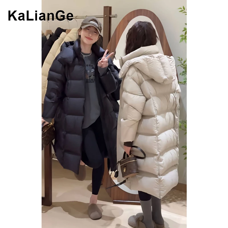 卡莲格/高端拉链手塞棉棉服女装2025秋冬加厚保暖中长款连帽棉衣