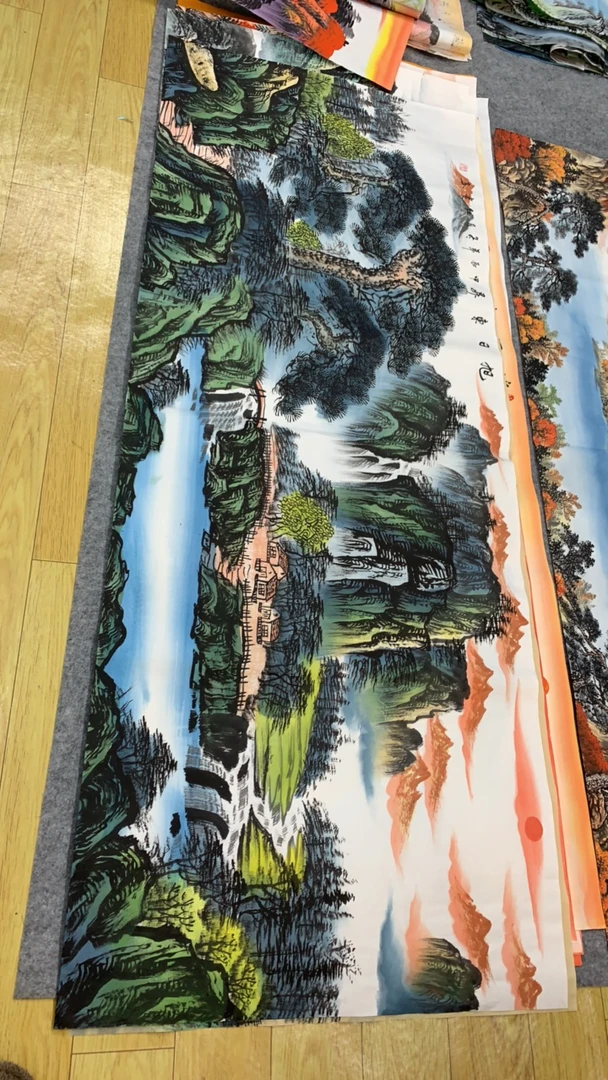 旭日东升芯尺寸：180cm*70cm山水画客厅办公室挂