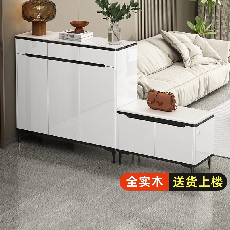 实木鞋柜家用门口玄关柜换鞋凳一体新款2024爆款大容量多层储物柜
