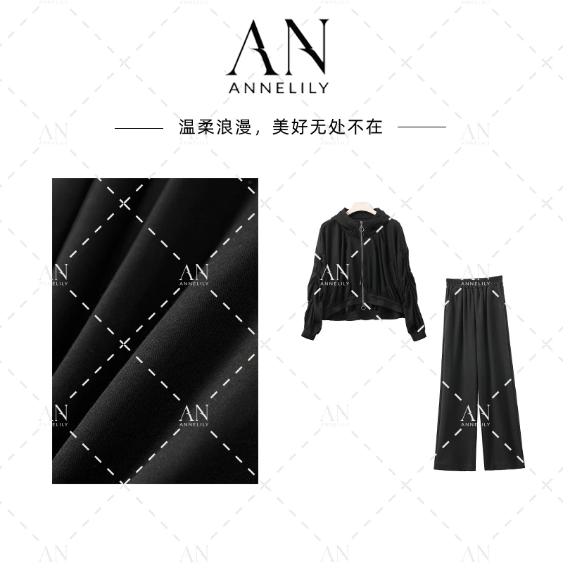 ANNELILY安甜甜【雅梦】新款时尚气质百搭轻奢长裤套装AT2508021