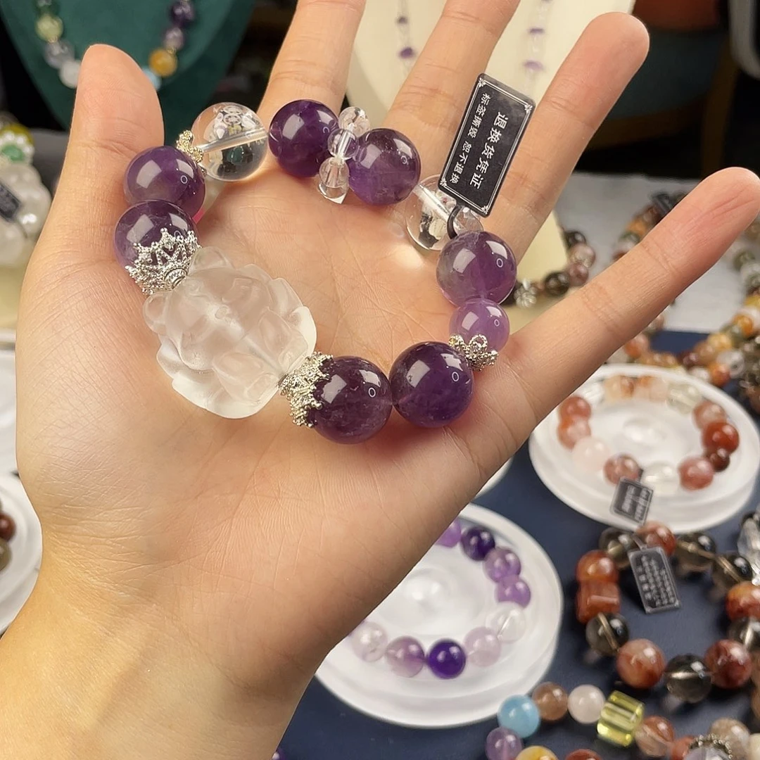 银S925镶嵌手链烟晶