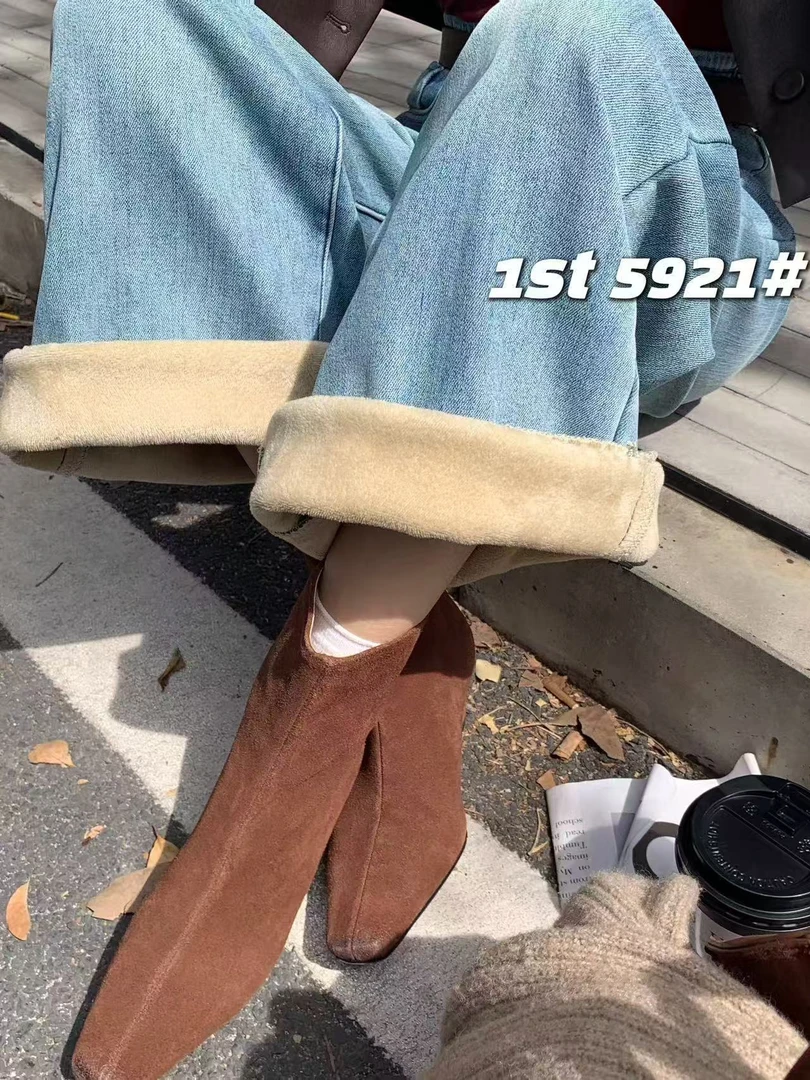 1ST高货韩国兰加厚绒九分直筒裤