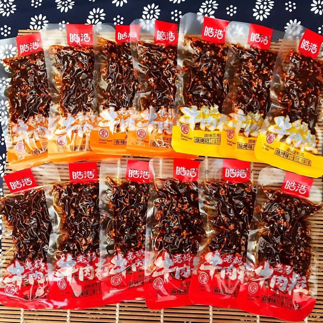 皓浩老妈素牛肉粒1000g辣条麻辣小零食多口味香辣烧烤怀旧