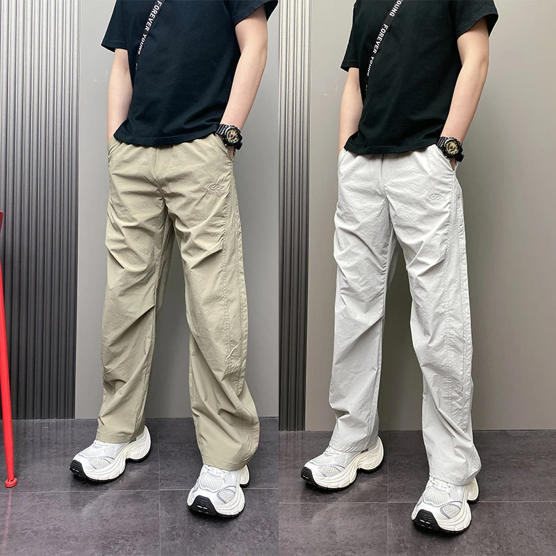 2025年夏季薄款潮流韩版宽松哈伦直筒裤青年原创爆款男士休闲长裤