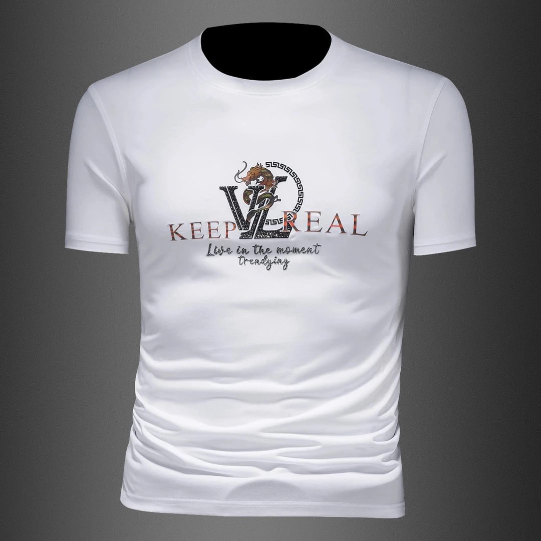 库约内姆KOYENEMAL圆领丝光棉短袖男t恤夏季新款半袖休闲打底衫