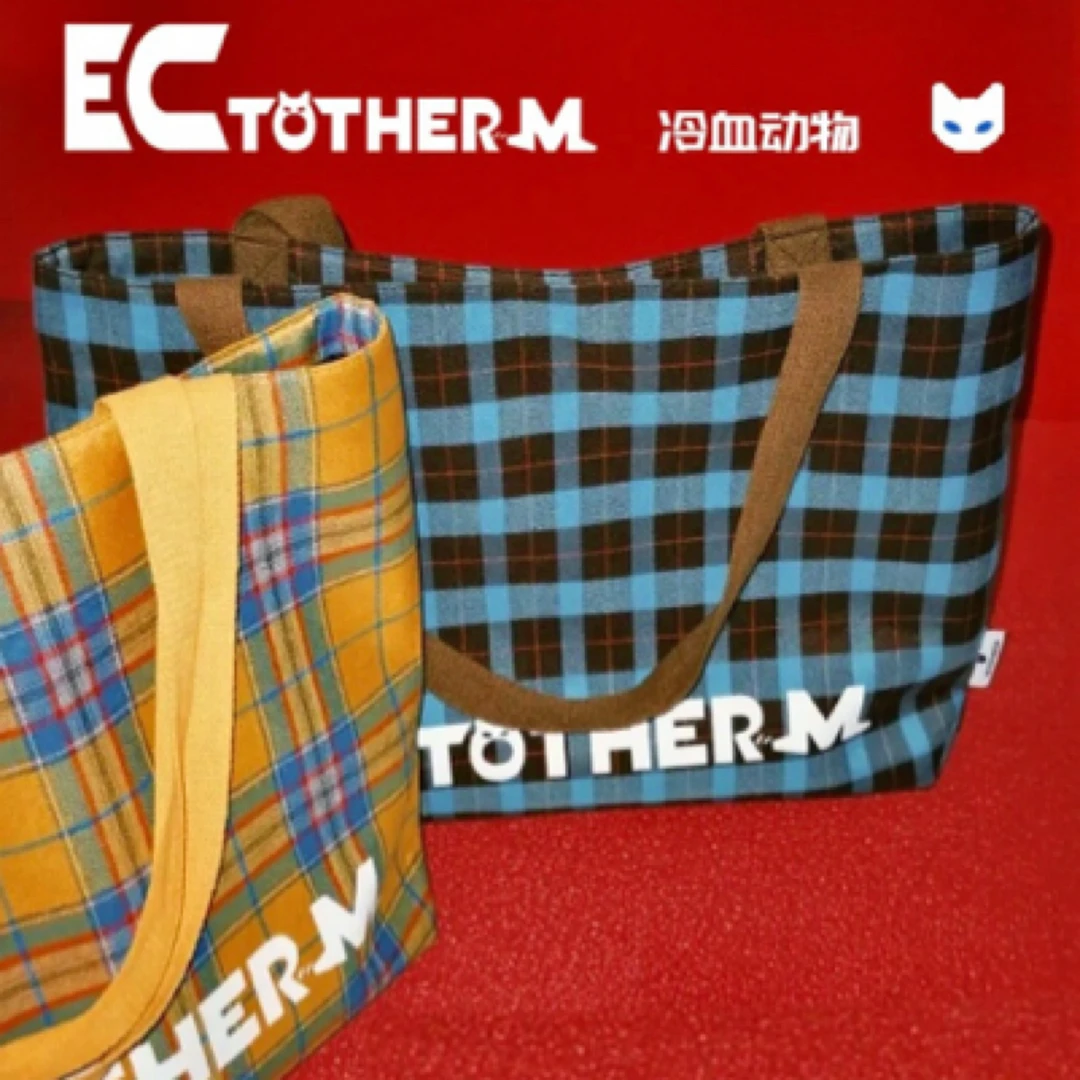 冷血动物ECTOTHERM千禧风格通勤百搭黄色蓝色彩色格子手提包单肩