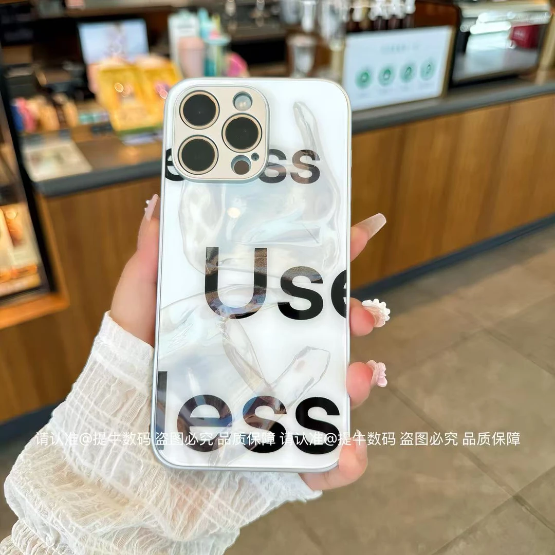 苹果/小米/华为/荣耀/OPPO/VIVO 个性ins风金属漆钢化玻璃手机壳