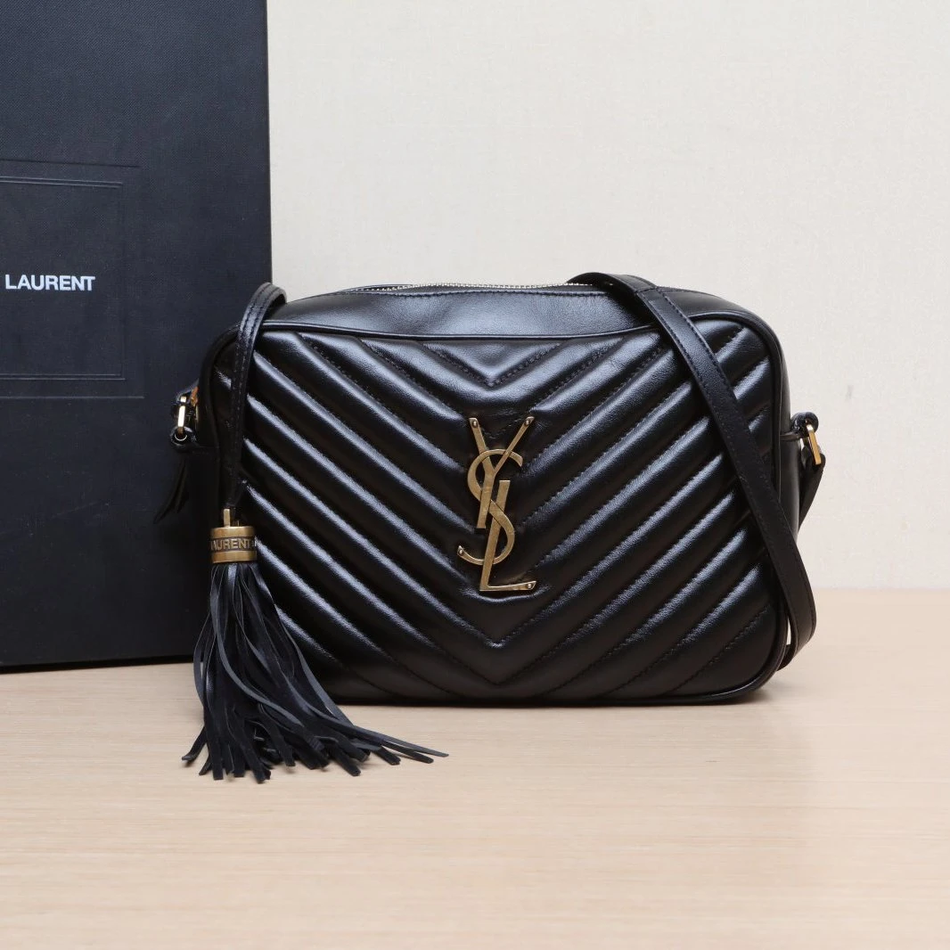 95新 YSL/圣罗兰 【黑黑】流苏 相机包 黑色 276687