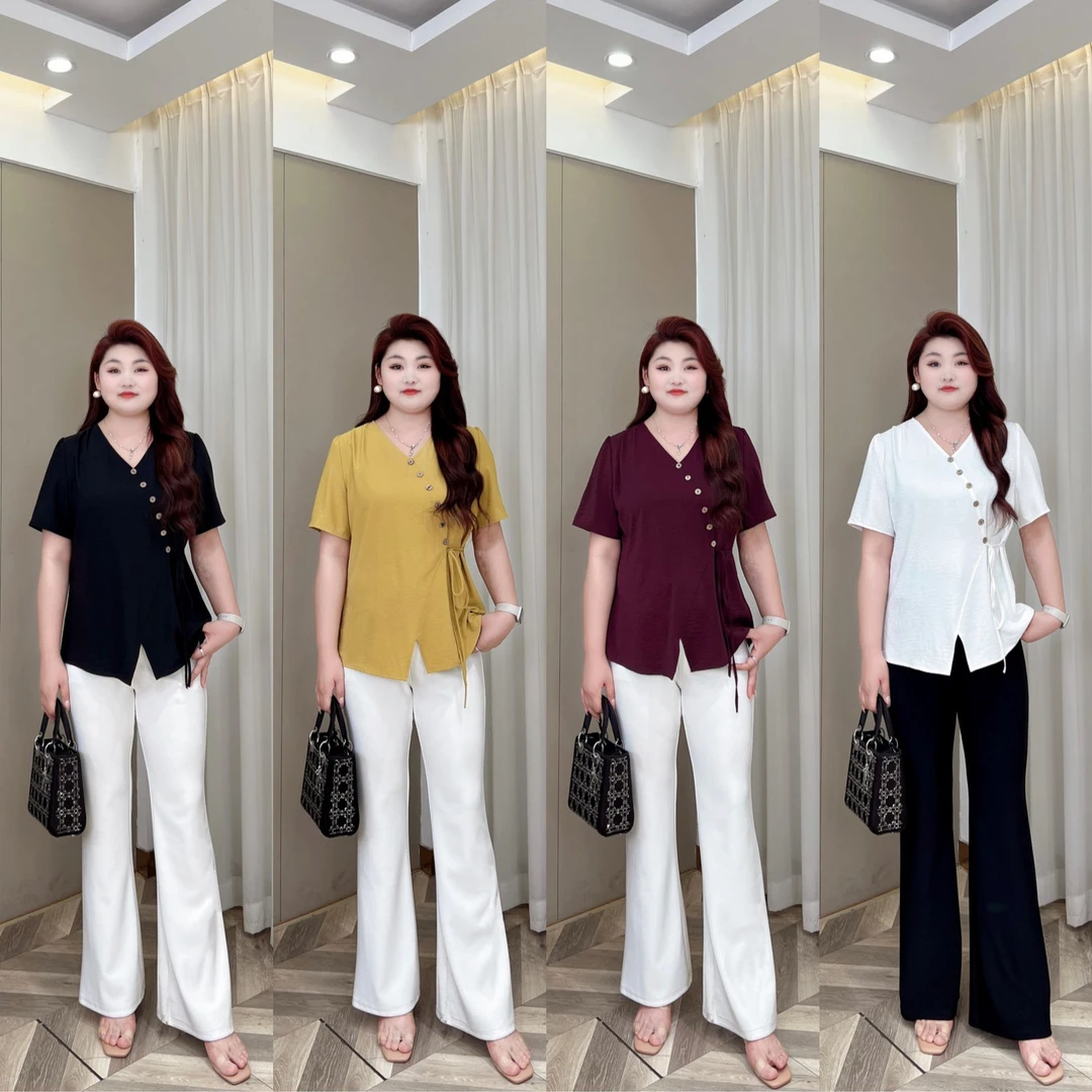 【现货仅上衣】PMM81943夏季新款大码胖mm收腰遮肉显瘦休闲短袖T恤