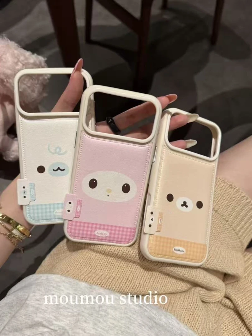 鼓包皮纹卡通表情美乐蒂熊手机壳适用于iphone17Promax苹果16pro