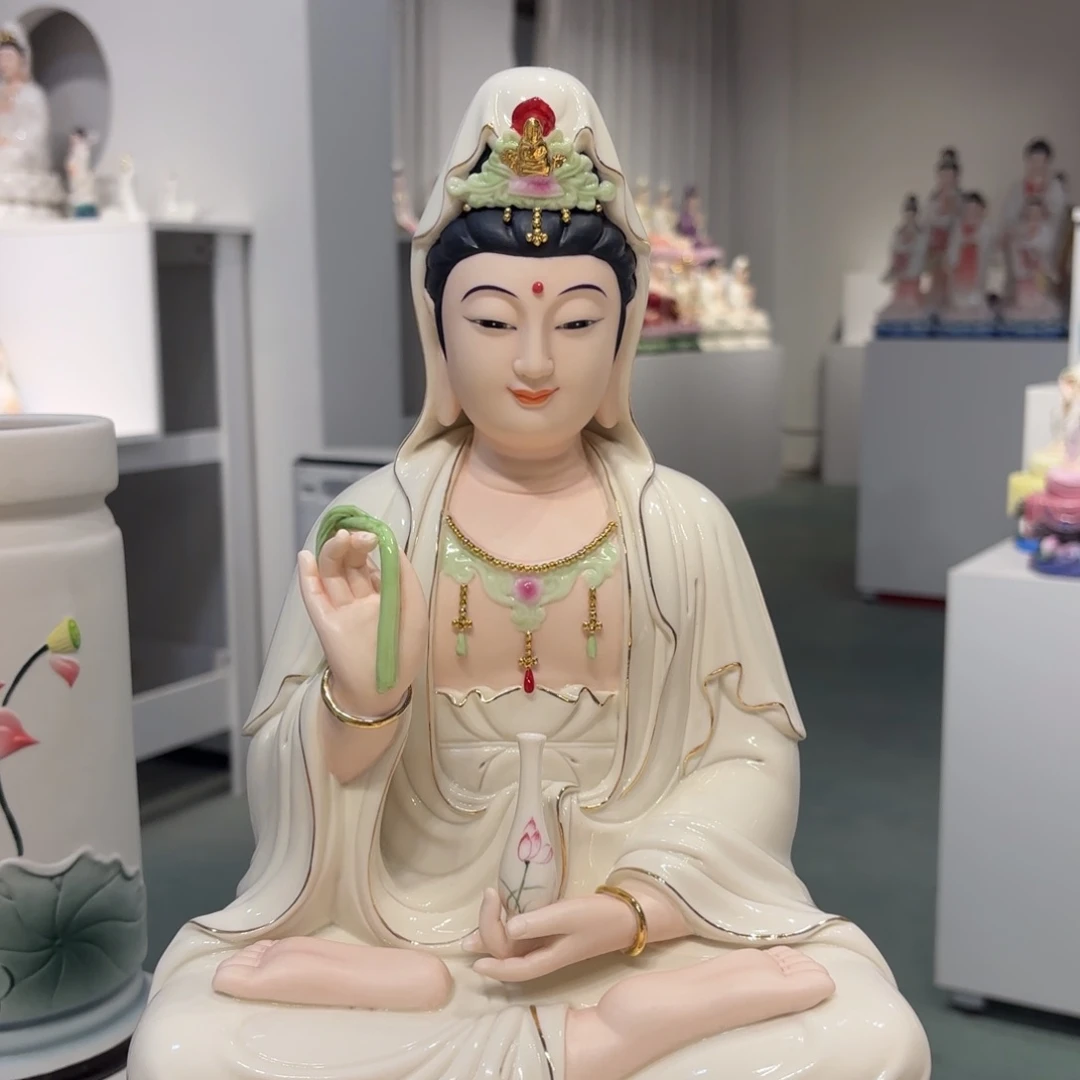 摆件槿*瓷摆件观音16吋海浪白衣