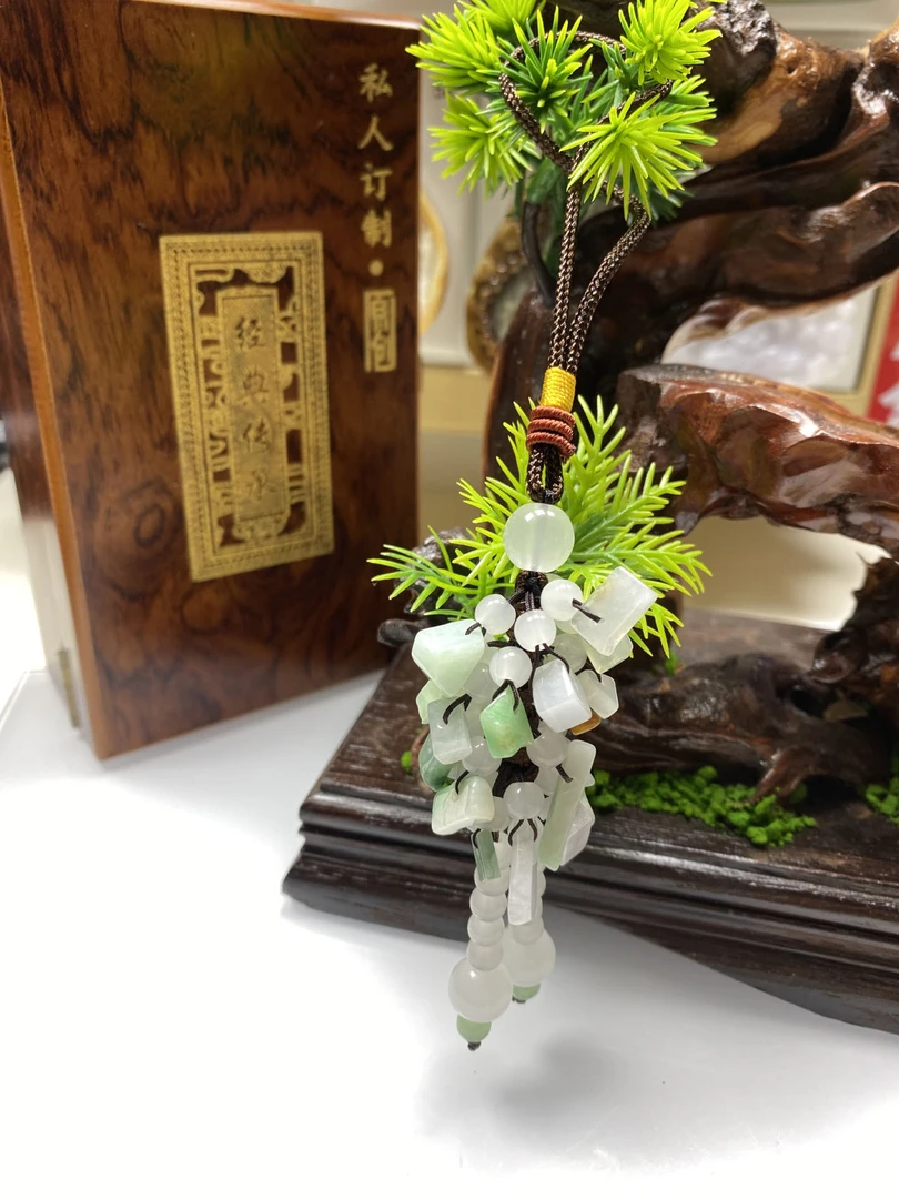 缅甸翡翠A货出入平安车挂钥匙挂包包挂手工挂饰