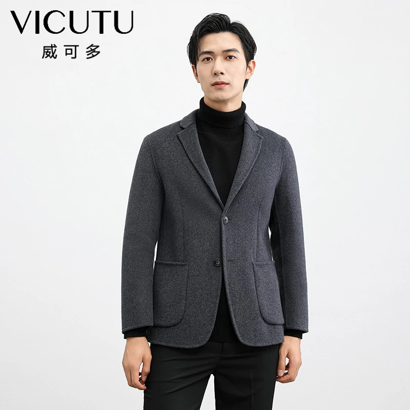 折扣男士冬季羊毛双面呢西装外套商务休闲保暖毛呢