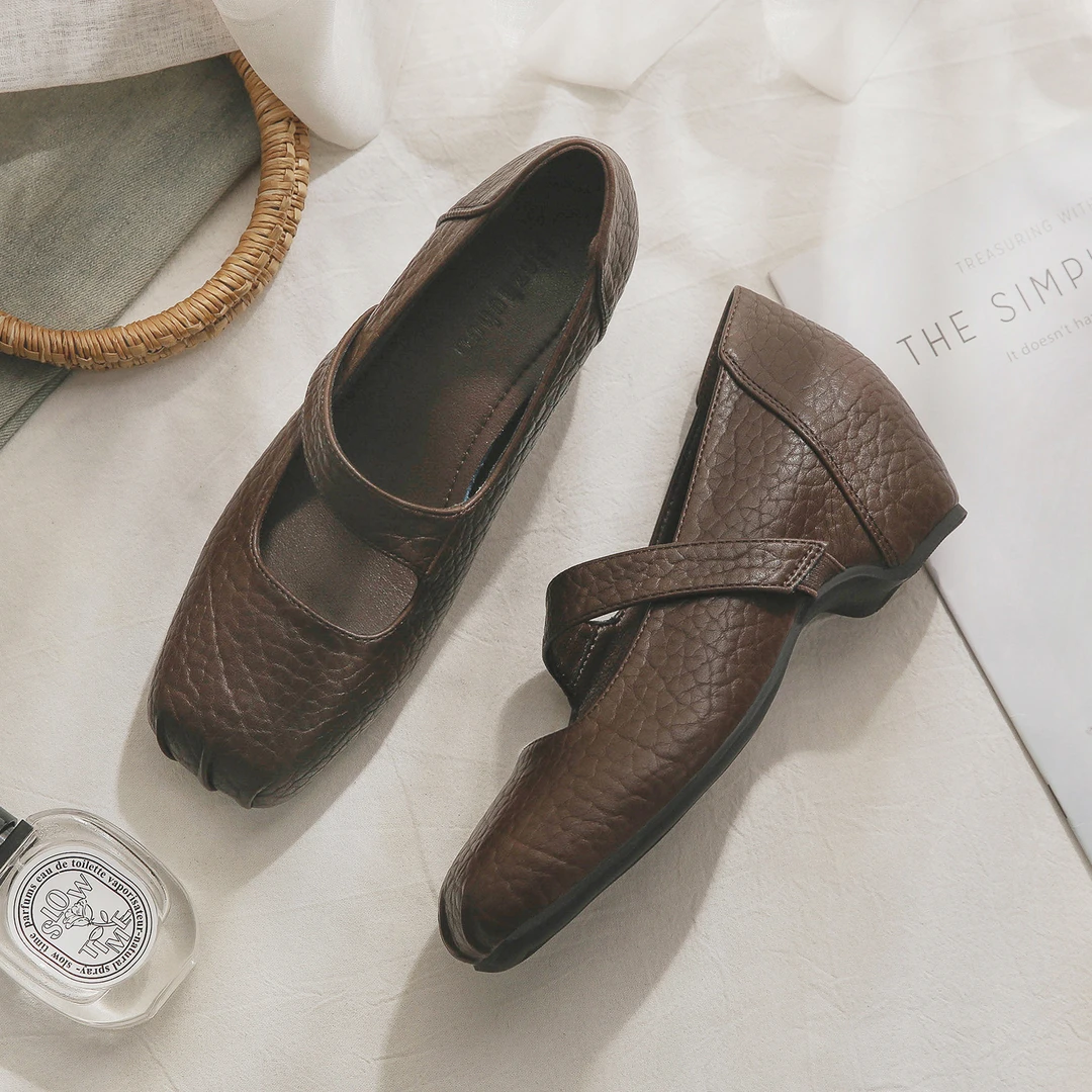 羊皮版~玛丽珍女鞋小皮鞋女方头复古内增高巨好看不累脚的单鞋女