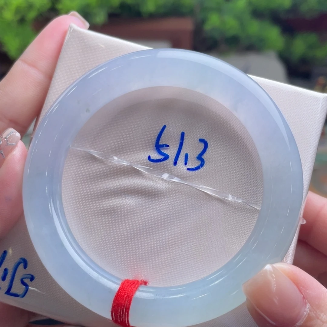 翡翠未镶嵌手镯51.3冰纯莫奈风