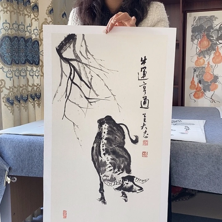 国画纯手绘国画写意作品34*68