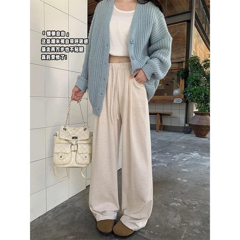 逃屿 天选糯米裤女2025秋季新款百搭老钱风显瘦直筒裤慵懒休闲裤