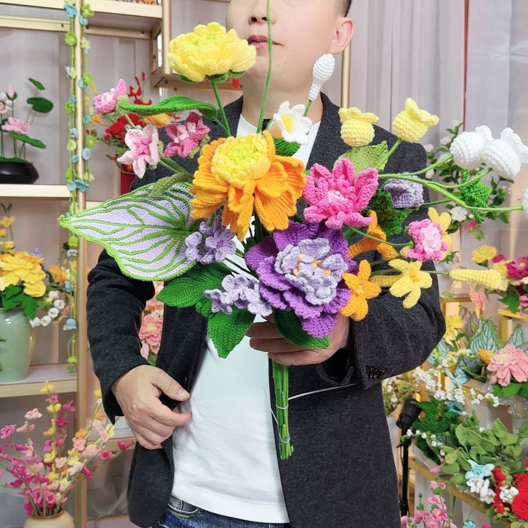 纯手工钩织手工钩织设计花束