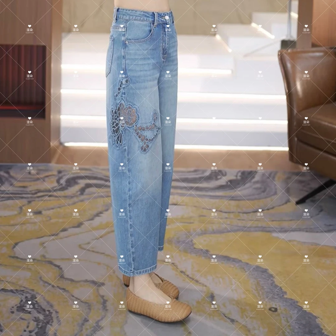 【渲渲推荐】SW-7678夏季时尚薄款休闲镂空设计牛仔裤