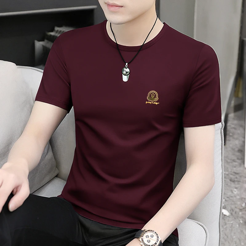 夏季2025新款圆领男士短袖T恤修身上衣打底衫男装高级半袖体恤