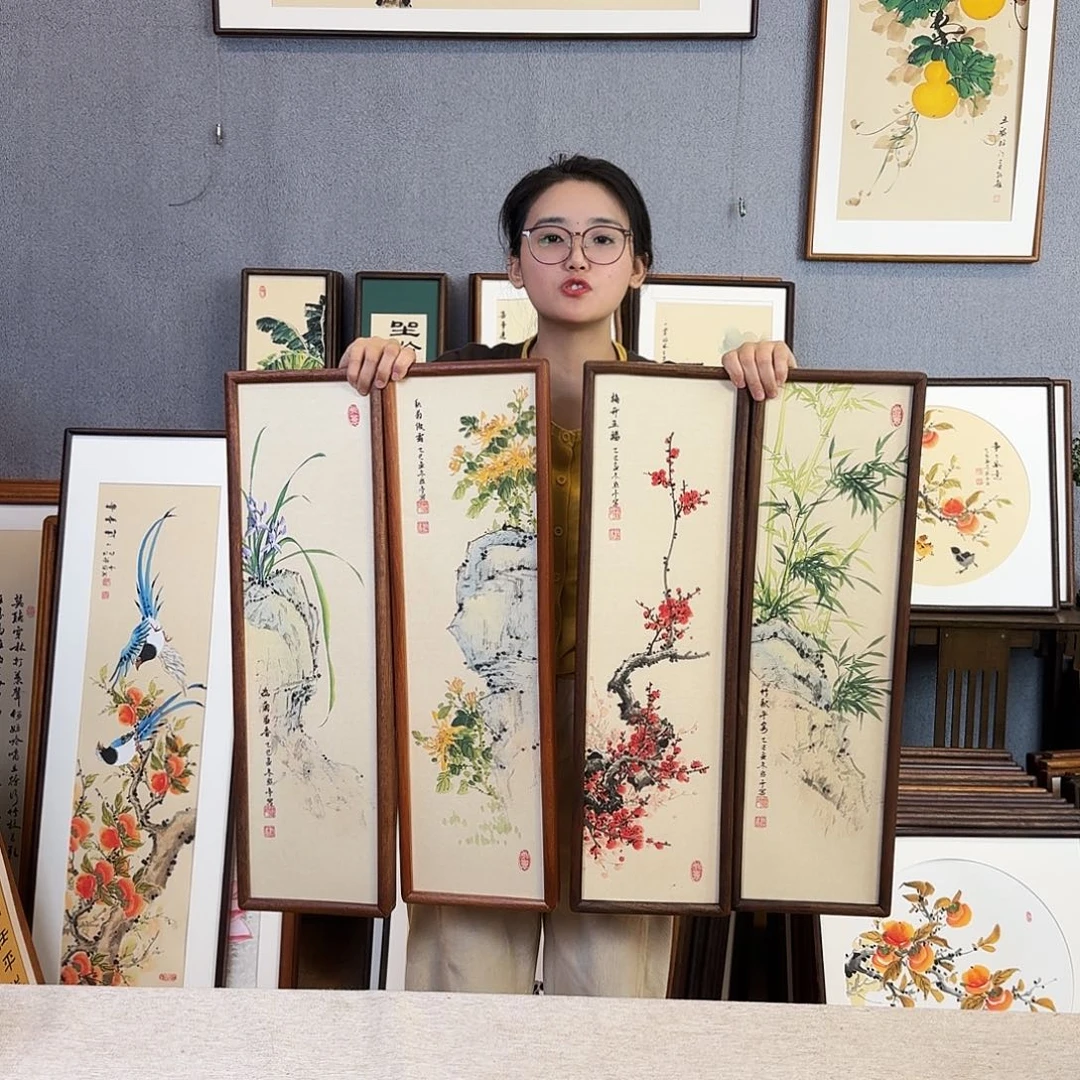 国画手绘带框尺寸：20*70