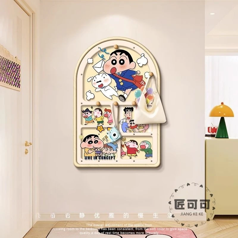 多巴胺洞洞板置物架装饰画奶油风儿童房卧室挂画入户玄关过道蜡笔
