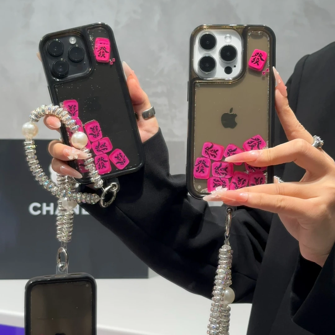 SMBLCE高级感发财适用iPhone17/16流沙手机壳15挂链13苹果14/1211