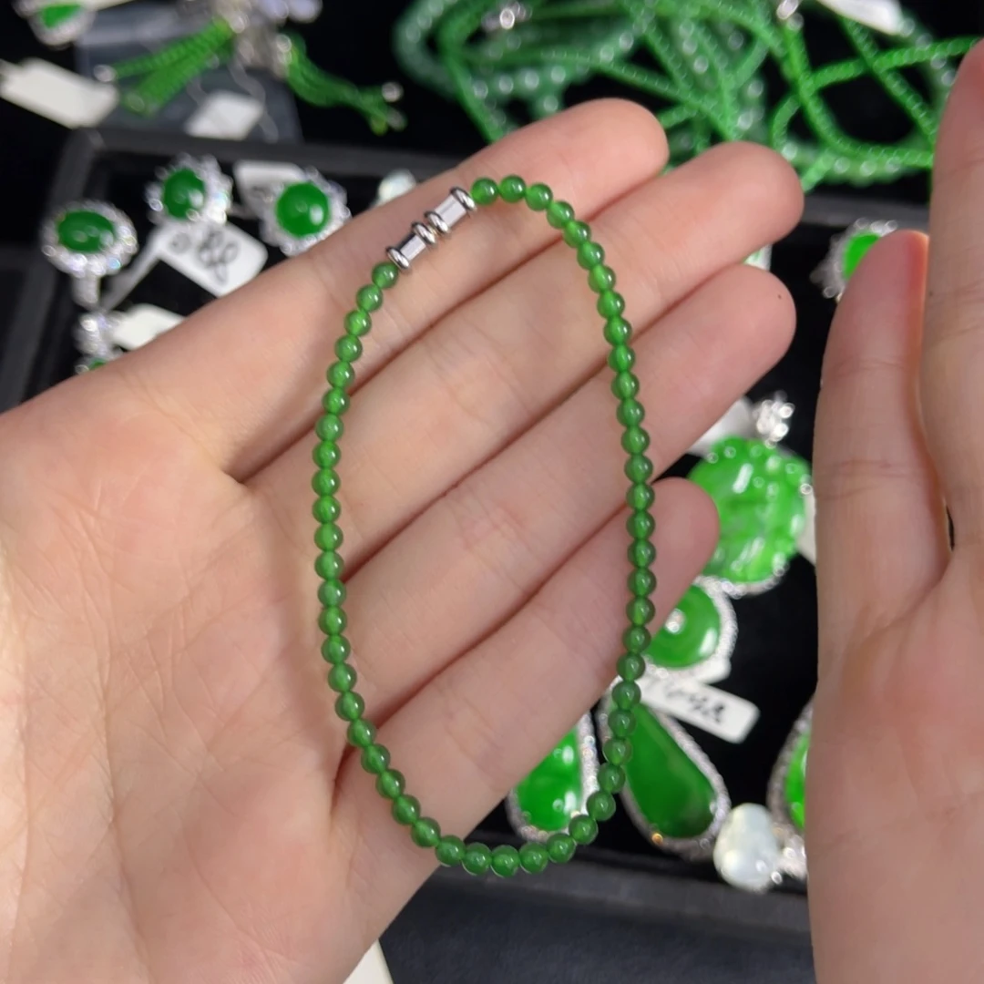 翡翠银S925镶嵌戒指小米珠卡3