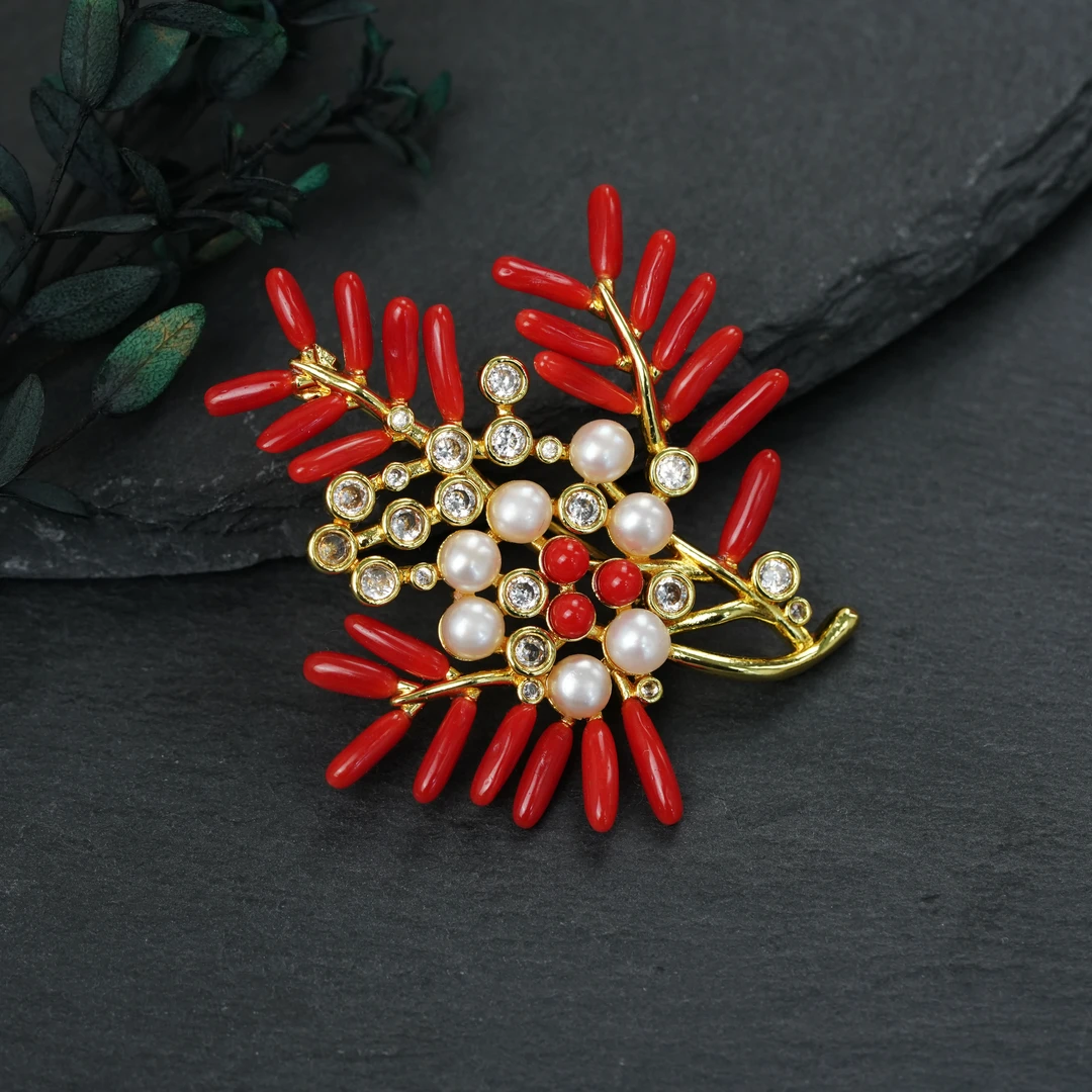 【琪琪专属】珊瑚胸针-D3018WH-多样性发一