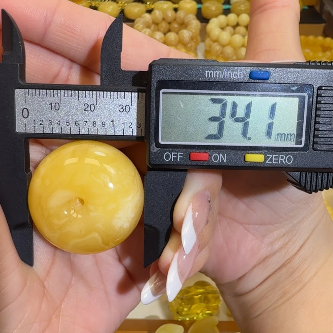 琥珀未镶嵌珠宝奇石花蜡平安扣16.7