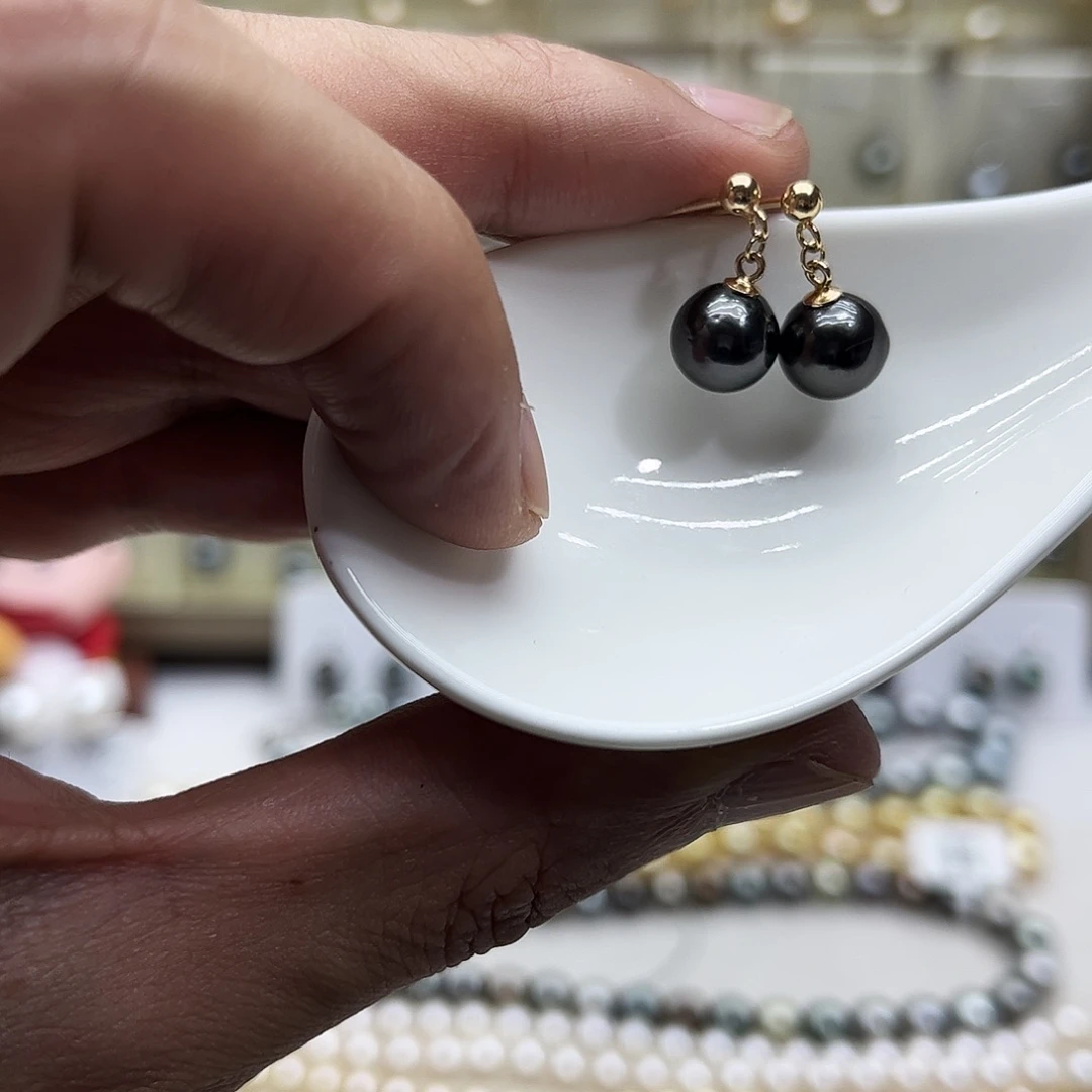 耳饰银S925镶嵌海水珍珠