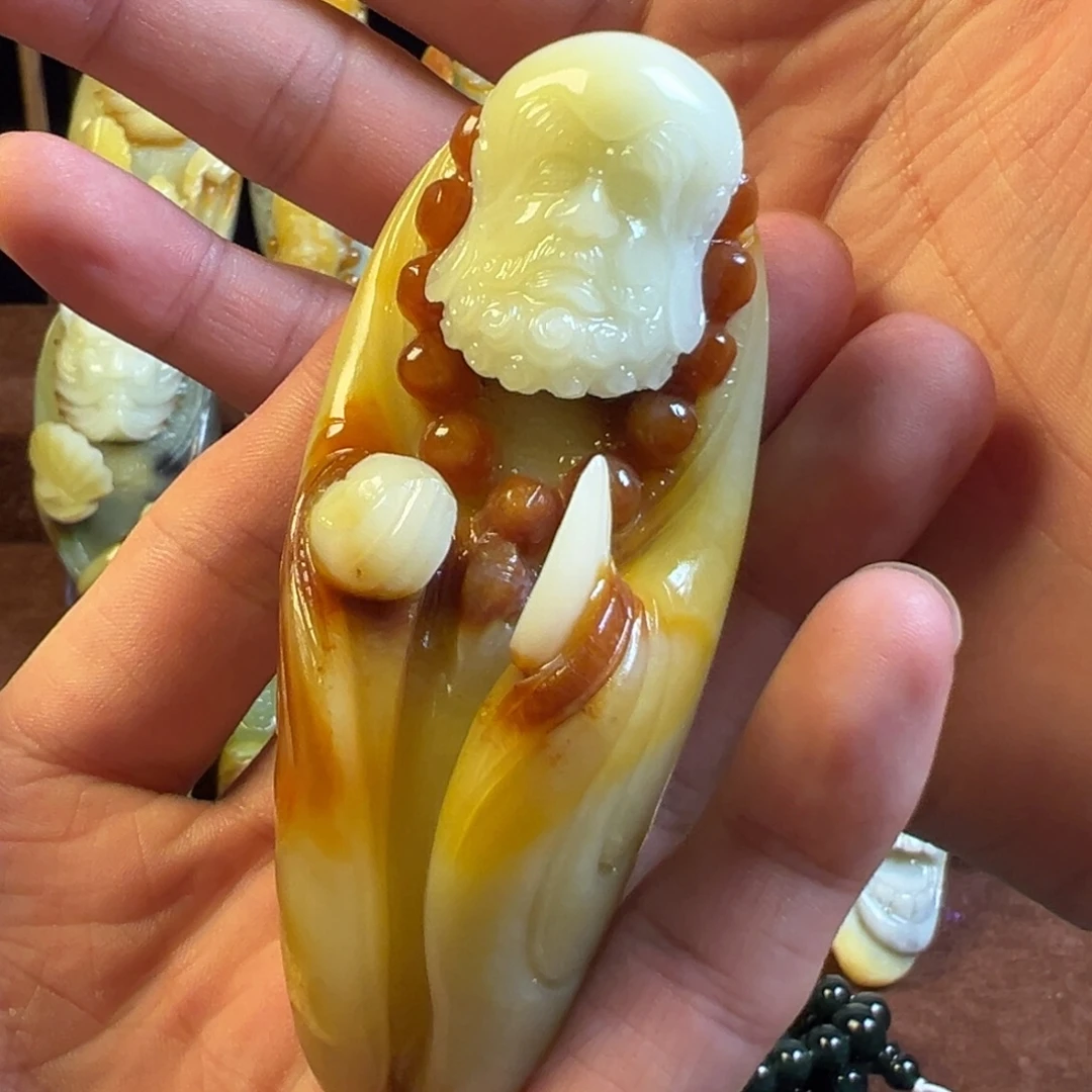 未镶嵌岫玉手把件天然岫玉