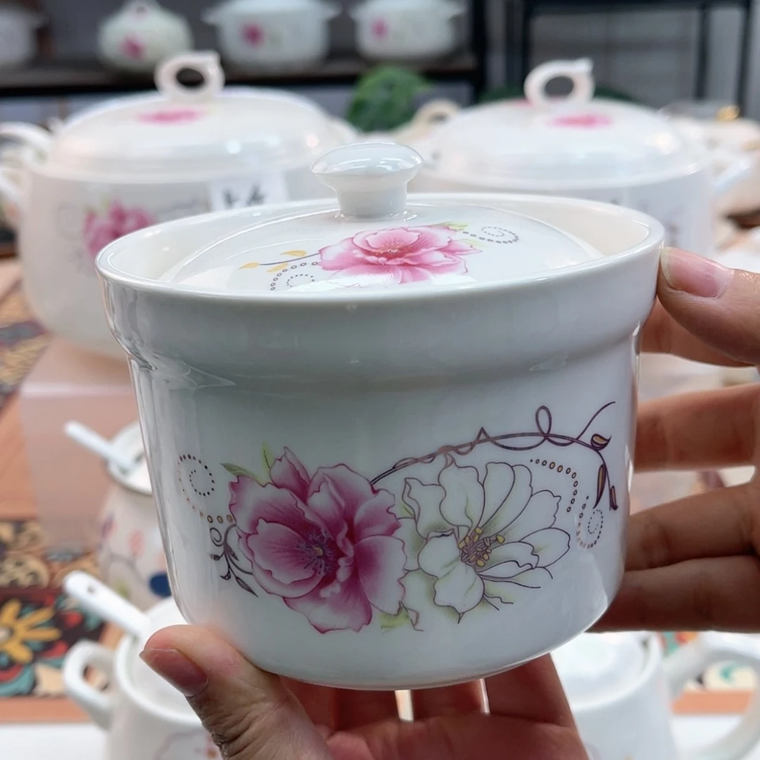 【闪购商品】瓷400毫升直身炖盅花开富贵