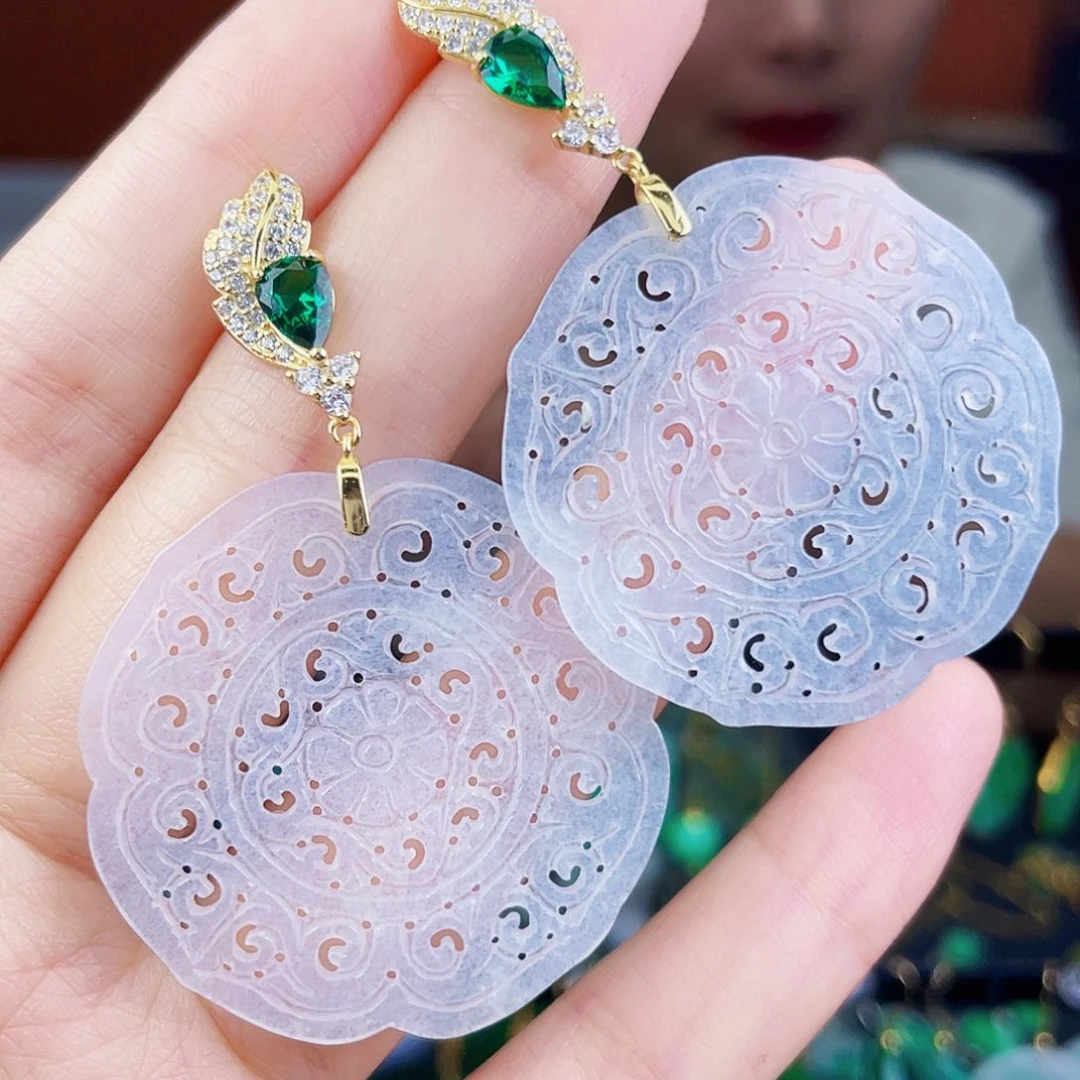 翡翠银S925镶嵌耳饰